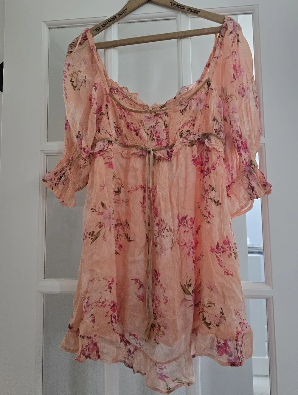 FREE PEOPLE Marney Babydoll Tunic Mini Dress Floral Peach Combo L NWT SRP $148